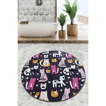 Park Cat Çap Banyo Halısı Djt 120x120 cm Çok Renkli