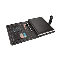 2k 4530 Ajanda Tarihsiz Çizgili 17 X 24 Cm Ajanda/defter Hesap Makineli Suni Deri Organizer, Siyah