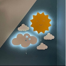 Güneş Bulut Gece Lambası Çocuk Odası Bebek Odası Dekoratif Led Aydınlatma Set, , Beyaz