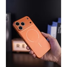 İphone 17 Pro Uyumlu Kamera Koruma Mercekli Turuncu Lüks Kılıf 01