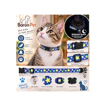 Kedi Tasması Mavi Yıldız Desenli Reflektörlü Zilli Kedi Yüzü Klipsli Ayarlanabilir Boyun Tasması Diğer
