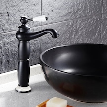 Fause Yüksek Çanak Rustik Lavabo Bataryası Vintage Siyah Ksl100-B