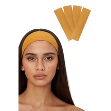 4lü Saç Bandı Pamuk Kadın Bandana Spor Kafa Bandı K. Sarı Koyu Sarı