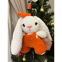 Tavşan Organik Amigurumi Oyuncak Beyaz - Turuncu