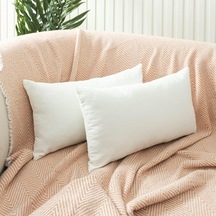 Asdiva Ölçü Seçenekli 2'li Kırlent Kılıfı Dekoratif Düz Sade Kadife Dokulu Punch Yapılabilir 30x50 Cm Beyaz Diğer