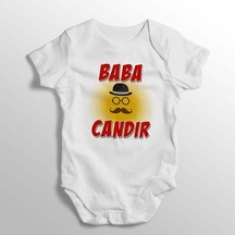 İmaj Tuğbababy Baba Candır Yazısı Baskılı Bebek Zıbını Beyaz