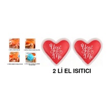 2 Adet Kalpli Mesajlı Cep Sobası,el Isıtıcı,sıcak Su Torbası Pvc 9cm Kırmızı