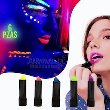 Karanlıkta Parlayan Yanan Uv Neon Ruj Yüz Boyama 6 Adet 6 Renk 0-99