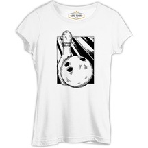 A Bowling Pin And Ball Beyaz Kadın Tshirt 001