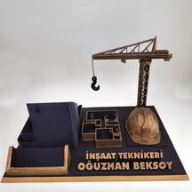 Kişiye Özel İnşaat Teknikeri Masa İsimliği Ve Kartvizitlik Gold - Siyah