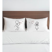 Bk Gift Sevgili Tasarımlı Pamuklu 2 Li Yastık Kılıfı Seti-2 50x70cm , Sevgiliye , Ev si, Tasarım Ev Tekstili
