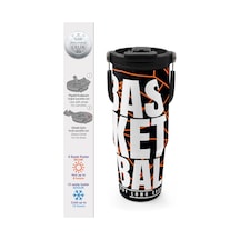 Coral High Basketbol Desenli Pipetli Ve Direkt İçim Çelik Termos 900 Ml 38743 Siyah - Gri