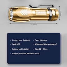 3 Aydınlatma Modu Led El Fenerleri Usb Şarj Edilebilir Sabit Odaklı Flaş Işığı Taşınabilir Mini Torch Ipx6 Su Geçirmez El Fenerleri Siyah