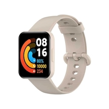 Xiaomi Redmi Watch 2 Lite İle Uyumlu Saat Kayışı Ent Kaliteli Redmi Watch 2 Lite İle Uyumlu Spor Saat Kontrast Renkli Lagniappe Silikon Kordon Krem
