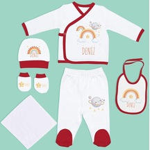 Bk Kids Kişiye Özel Hastane Çıkışı, Bebek Kıyafeti, Yeni Doğan Bebek Hediyesi, 6 Parça Kırmızı Bebek Elbise Giyim Seti-3