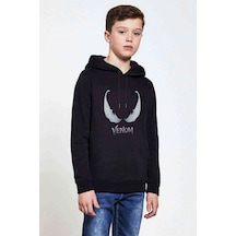 Tshirthane Venom Baskılı Unisex Çocuk Kapüşonlu Siyah Sweatshirt (528798338) Siyah