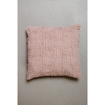Peraluna Foam Pıllow Şifon Şerit Triko Yastık Kılıfı 45x45 Cm Pudra - Pudra