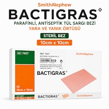 Bactıgras Parafinli, Antiseptik Tül Sargı Bezi,yara Ve Yanık Örtüsü,steril Bez 10cm 10cm 15 Adet