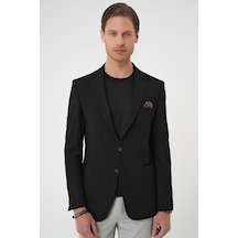 Slim Fit Mono Yaka Torba Cep Çift Yırtmaçlı Casual Siyah Ceket C 711 Siyah