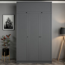 Kale 3 Mebran Panjur Kapaklı 2 Çekmeceli Dolap Ve Yüklük Antrasit 235cm Antrasit