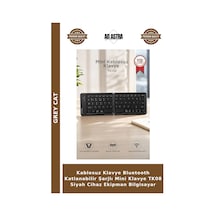 Kablosuz Klavye Bluetooth Katlanabilir Şarjlı Mini Klavye Tk08 Siyah Cihaz Ekipman Bilgisayar