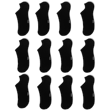 12 Çift Dikişsiz Erkek Siyah Bambu Görünmez,Sneaker Çorap