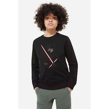 Tshirthane Kylo Ren Baskılı Unisex Çocuk Siyah Sweatshirt Siyah
