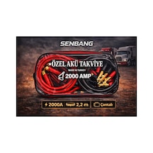 Senbang 2000a Akü Takviye Kablosu 2,2 Metre Çantalı, Güçlü Kıskaçlı, Kamyon/tır İçin Marş Kablosu