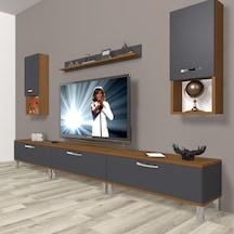 Decoraktiv Eko 270da Mdf Krom Ayaklı Tv Ünitesi Tv Sehpası Ceviz - Antrasit