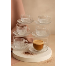 Cam Espresso & Türk Kahvesi Fincanı Seti 6 Kişilik Lüks Desenli Cam Bardak Takımı Genel
