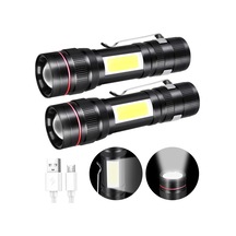 Şarj Edilebilir Led El Feneri, 800lm 3 Mod Ve Yakınlaştırılabilir El Feneri, Çocuklar İçin Taşınabilir Cob Taktik Lambası Hediye/kamp/yürüyüş/acil Durum/atölye 2 Adet Çok Renkli