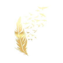 Tüyden Uçan Kuşlar Sticker 17x17 Cm Gold