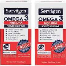 Sorvagen Omega 3 High DHA Saf Norveç Balık Yağı, 50 Kapsül, 1000