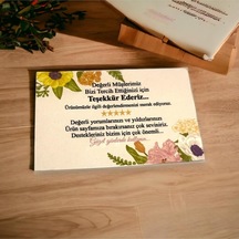 E-ticaret Teşekkür Kartı Çiçekli 5x8 Cm 100 Adet