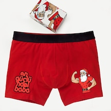 Erkek Yılbaşı Hediyesi Kırmızı En Güçlü Noel Baba Boxer Kırmızı