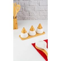 Bambum Zenith 3'lü Baharat Seti Kaşıklı B5844 Beyaz