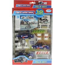 Die Cast Metal 10 Parça Polis Seti - Jeepli Mavi