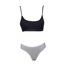 Pedli İp Askılı Yarım Atlet Büstiyer Külot Takım Siyah Beyaz Beden: L-xl Diğer