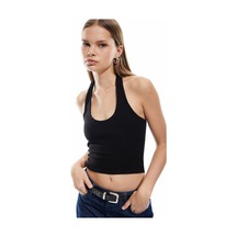 Koton Pamuklu Halter Yaka Kolsuz Crop Atlet Siyah 5sal30202ık Siyah