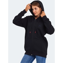 Slazenger KATYA Kadın Fermuarlı Kapüşonlu Cepli Lacivert Sweatshirt