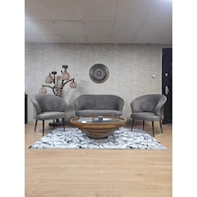 Zafir Teddy Takım Siyah Boyalı Sivriltme Ayak Çay Seti Koltuk - Berjer , Balkon, Salon, Ofis Kahverengi