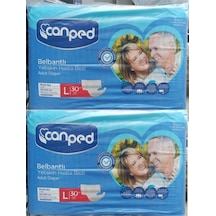 Tekstil Yüzeyli Canped Belbantlı Yetişkin Hasta Bezi 100-150 Cm Large 2x30'lu 60 Adet Tek Ebat