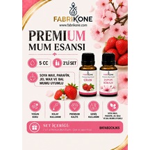 Premium Mum Esansı 5 Cc 2'li Set - Çilek, Japon Kirazı - Soya Wax, Parafin, Jel Wax Ve Bal Mumu Uyumlu Bkfab2ckjk5 Karışık