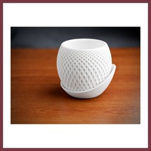 Storeşahin 3d Baskı Küre Saksı - Kafes Dokulu İki Parçalı Dekoratif Saksı - Beyaz-beyaz Shn0720