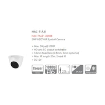 Dahua Hac-T1A21-0280B 2Mp 2.8Mm 4In1 Ir Dome Hd-Cvı Kamera