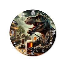 Bira İçen Dinozor Analog Duvar Saati