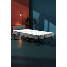 Niron Bonbon Katlanır Yatak 90x200 Cm Metal Karyola, Kapitoneli Metal Başlık, 14 Cm Sünger Yatak