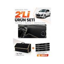 E-biz Peugeot 3008 Ekransız 2010-2015 Uyumlu Torpido Örtüsü + Tay Tüyü Çanta - Siyah-bej - Pe016