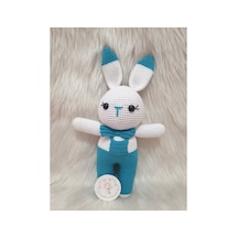 Amigurumi Organik Örgü Oyuncak Tombiş Tavşan Mavi