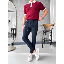 Modefendi İp Ve Düğme Detaylı %100 Gofre Kumaş Jogger Pantolon Lacivert Modefendi İp Ve Düğme Detaylı %100 Gofre Kumaş Jogger Pantolon Lacivert